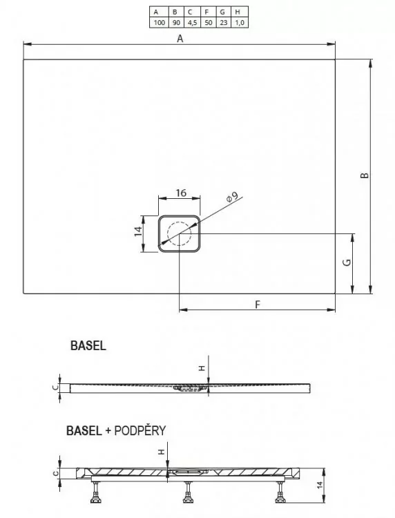 Душевой поддон Riho Basel 100х90см D005021065 черный глянец