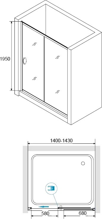 Душевая дверь в нишу RGW Passage PA-016 140см 350801614-11 профиль хром, стекло прозрачное