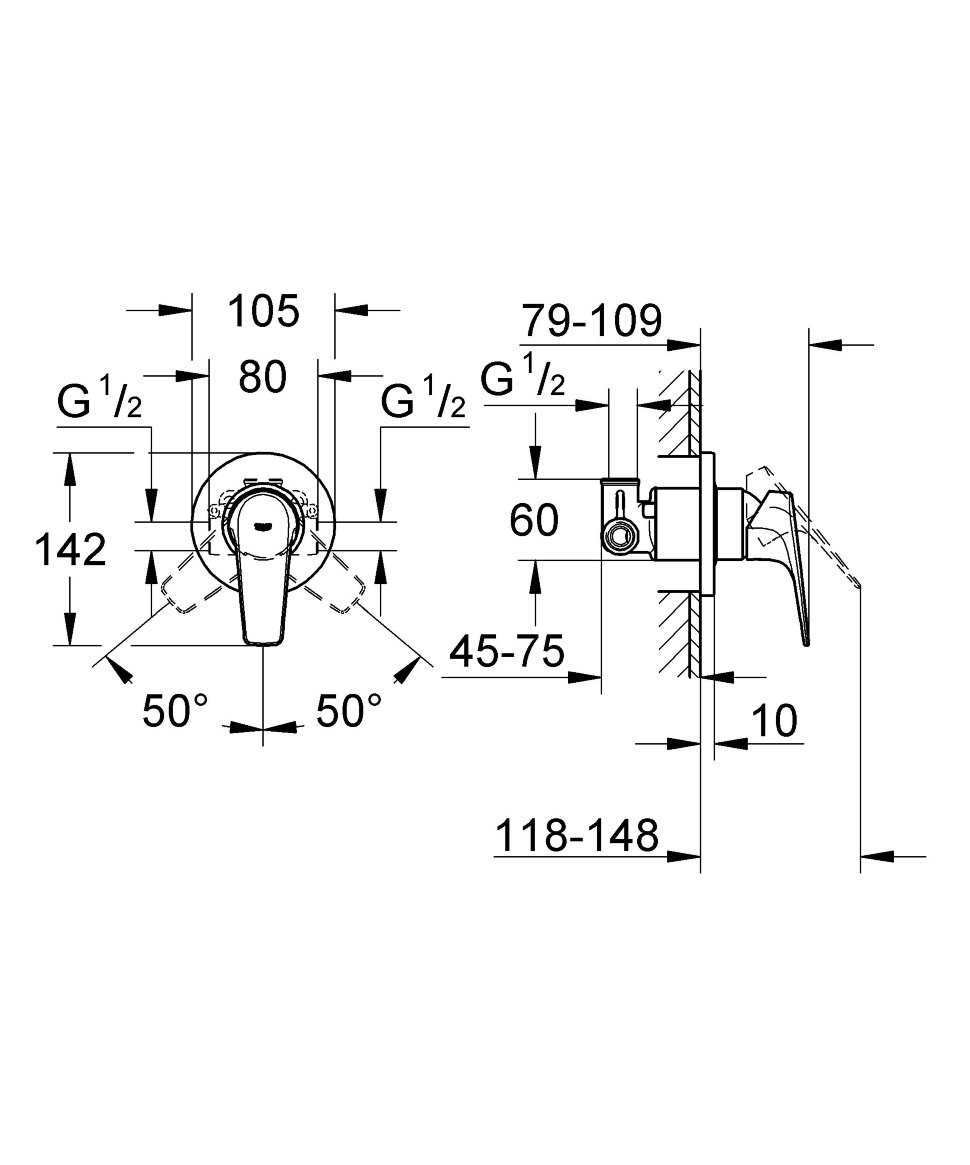 Гигиенический душ Grohe BauClassic 124902 со смесителем, хром