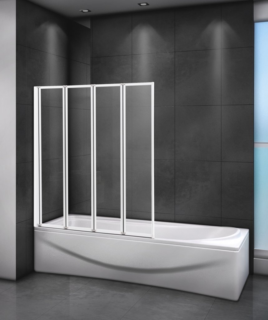 Шторка на ванну Cezares Relax 80x140см RELAX-V-4-80/140-C-Bi профиль белый, стекло прозрачное