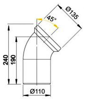 Отвод AlcaPlast A90-45 100мм