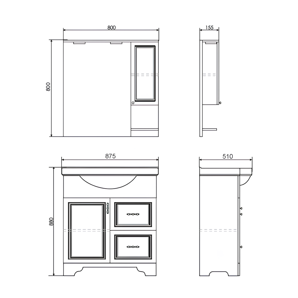 Тумба с раковиной Comforty Севилья 85 00-00003083CF слоновая кость