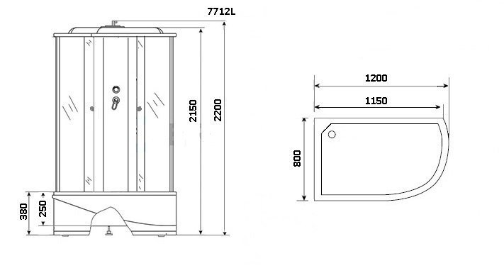 Душевая кабина Niagara Luxe 120x80см NGL-7712G L профиль золото