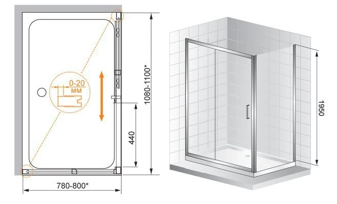 Душевой уголок Cezares Porta 130x80см PORTA-AH-11-130/80-P-Cr профиль хром, стекло рифленое