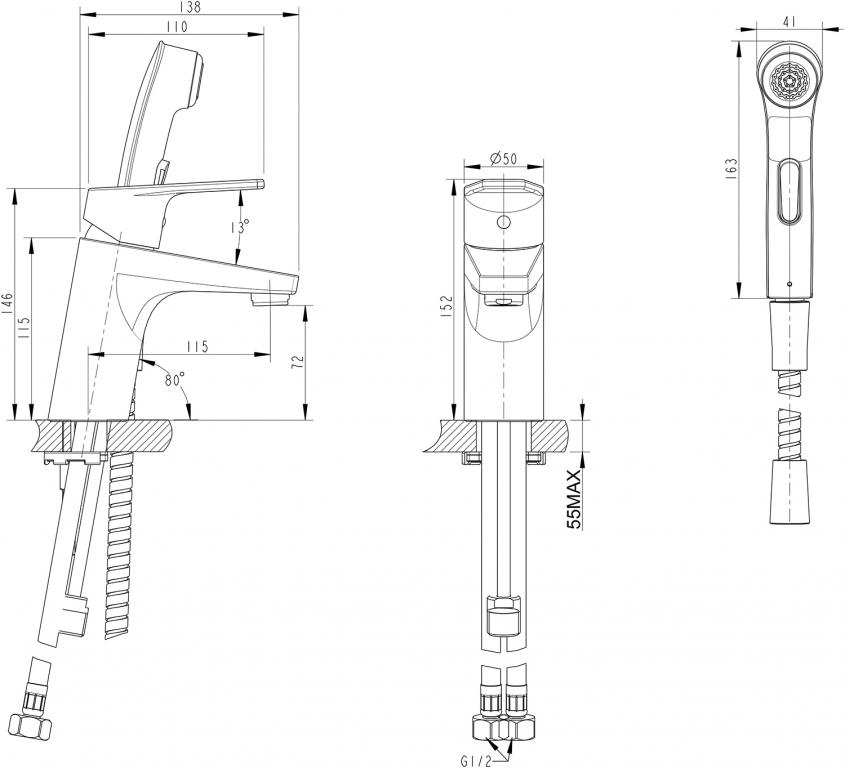 Смеситель для раковины Bravat Line F15299C-2 хром