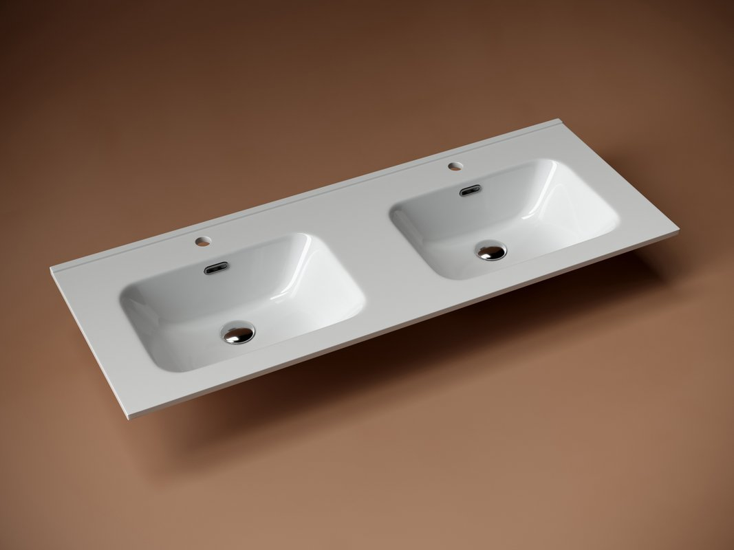Раковина двойная встраиваемая Ceramica Nova Element 120см CN7004 белый