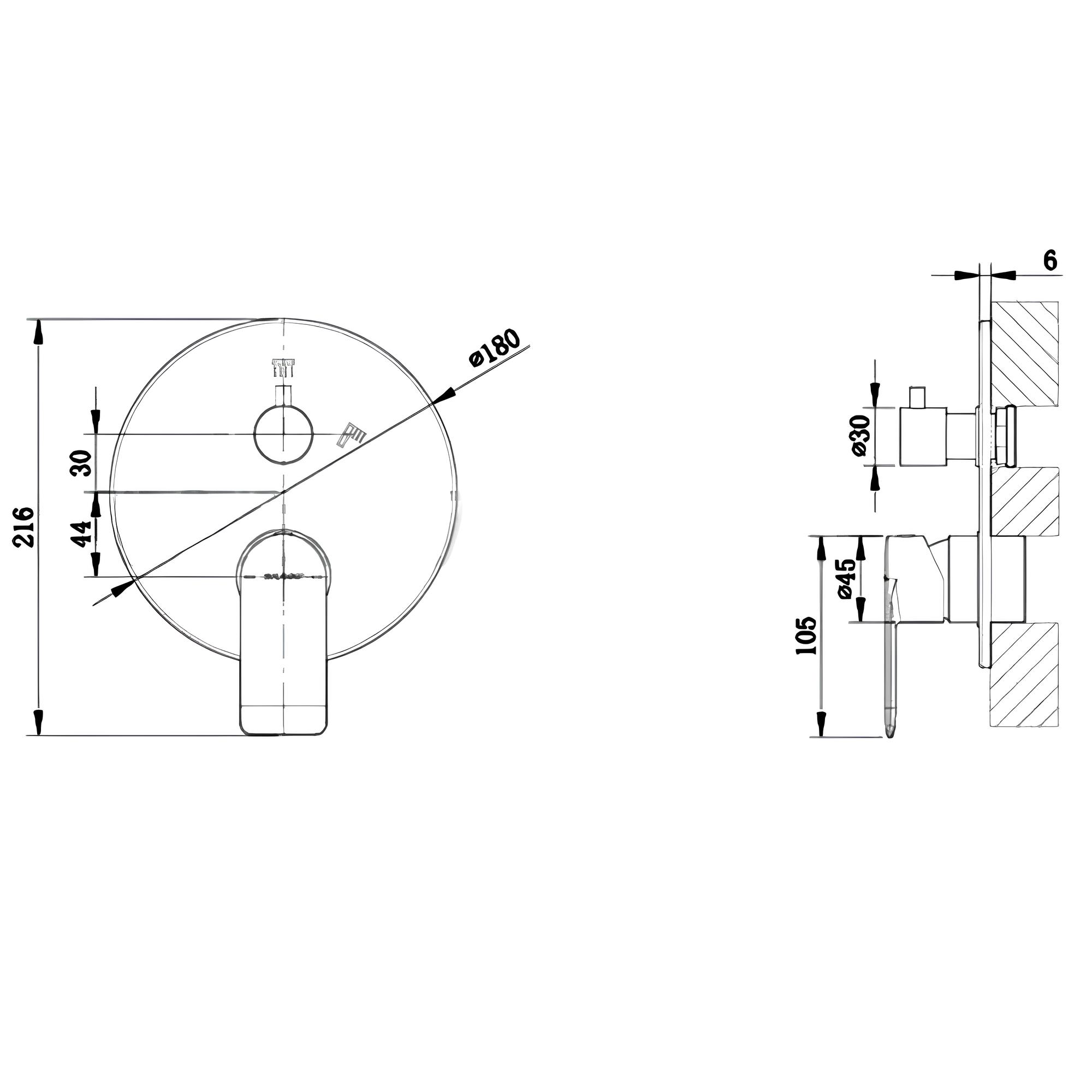 Смеситель встраиваемый для душа Bravat PB8369402BW-2-ENG черный