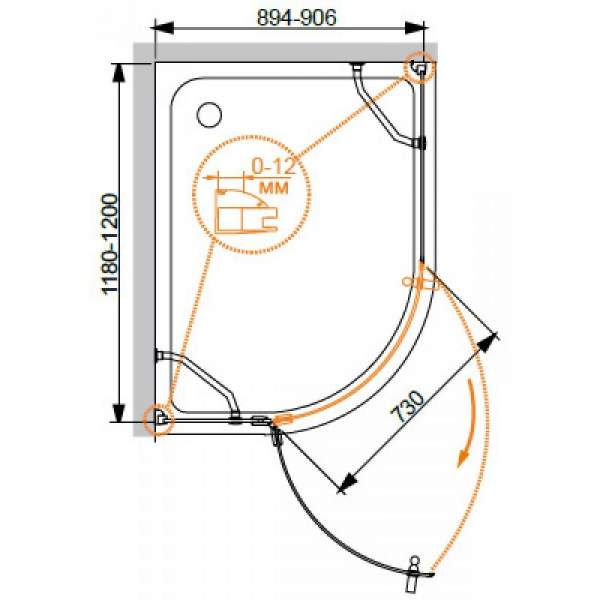 Душевой уголок Cezares Magic 120x90см MAGIC-RH-1-120/90-ROYAL P стекло бронза, стекло матовое/узор