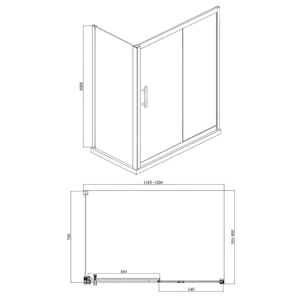 Душевой уголок Bravat Stream 80x120см BS120.3103S профиль хром, стекло прозрачное