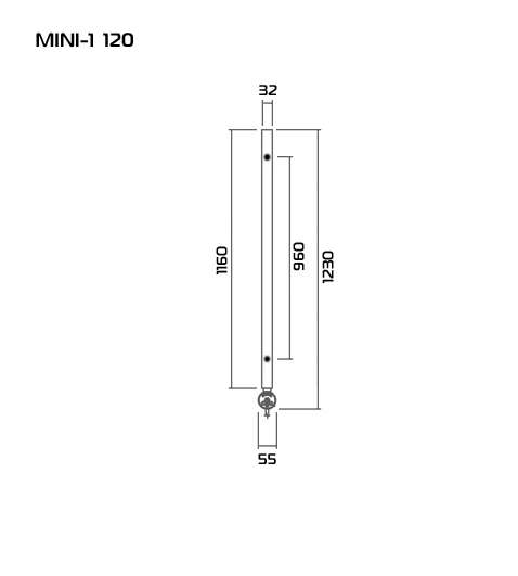 Полотенцесушитель электрический Приоритет MINI 1 120x3,2 черный RAL9005