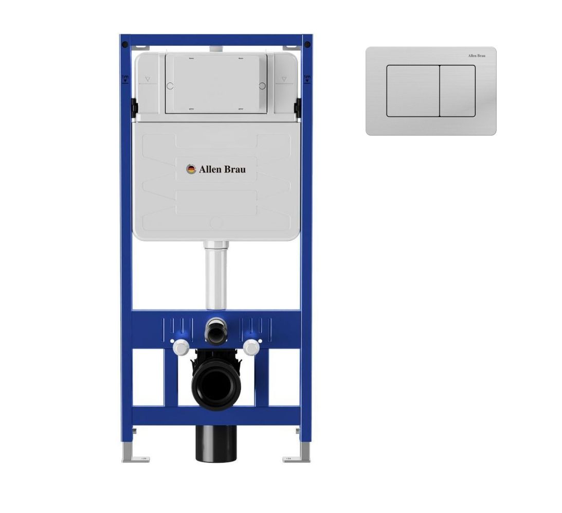 Система инсталляции для унитазов Allen Brau Pneumatic 9.11100.20 с кнопкой Infinity, никель браш