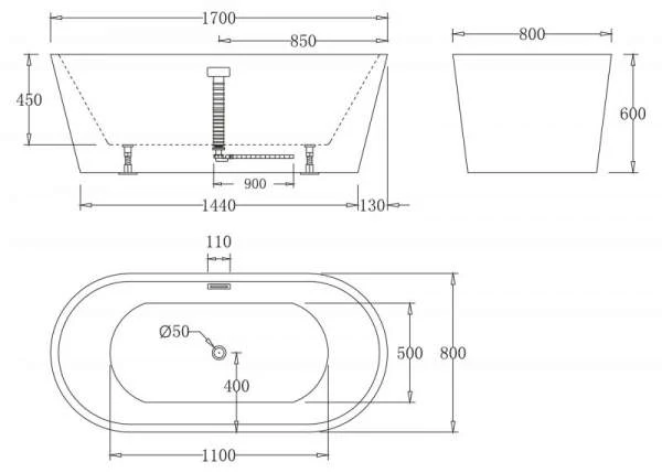 Акриловая ванна BelBagno 170x80 BB71-170 белая глянцевая