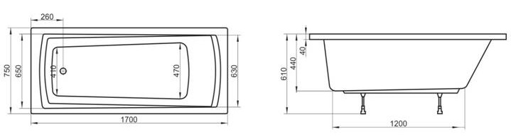 Акриловая ванна Ravak Domino Plus 170x75 C631R00000 белая