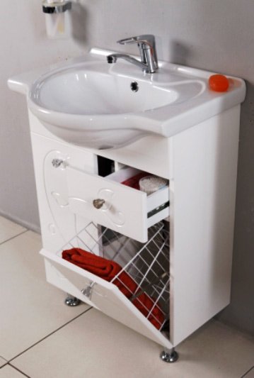Тумба под раковину Aquaton Лиана 60 М1A162901LL010 с бельевой корзиной, белая