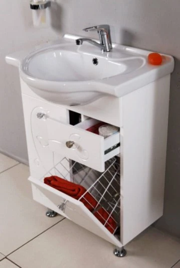 Тумба под раковину Aquaton Лиана 60 М1A162901LL010 с бельевой корзиной, белая