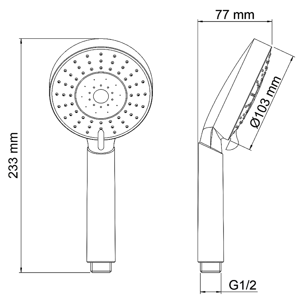 Душевая лейка Wasserkraft A032 пластик, хром