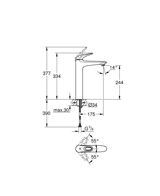 Смеситель для раковины Grohe Eurostyle New 23570LS3 белый
