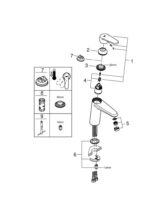 Смеситель для раковины Grohe Eurodisc Cosmopolitan 23449002 хром