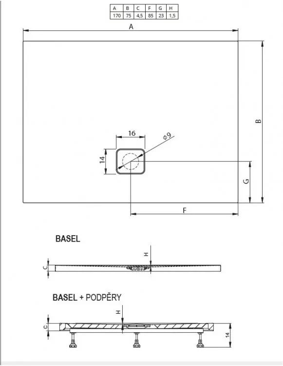 Душевой поддон Riho Basel 75х170см D005033005 белый