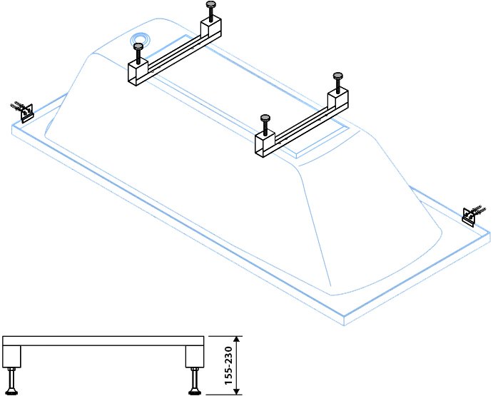 Универсальный комплект ног для прямоугольных акриловых ванн Cezares LEG-KIT-150