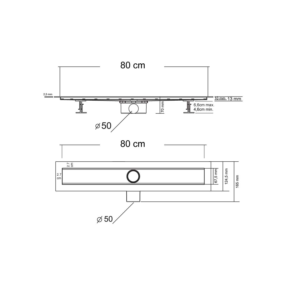 Душевой лоток Vincea Say Optima 80 SAY.601.80.P.BLOK хром