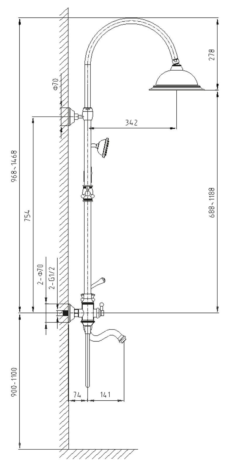 Душевая стойка Timo Adelia SX-6010/02 антик