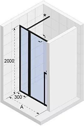 Душевая дверь в нишу RIHO 120см G005005121 профиль черный, стекло прозрачное