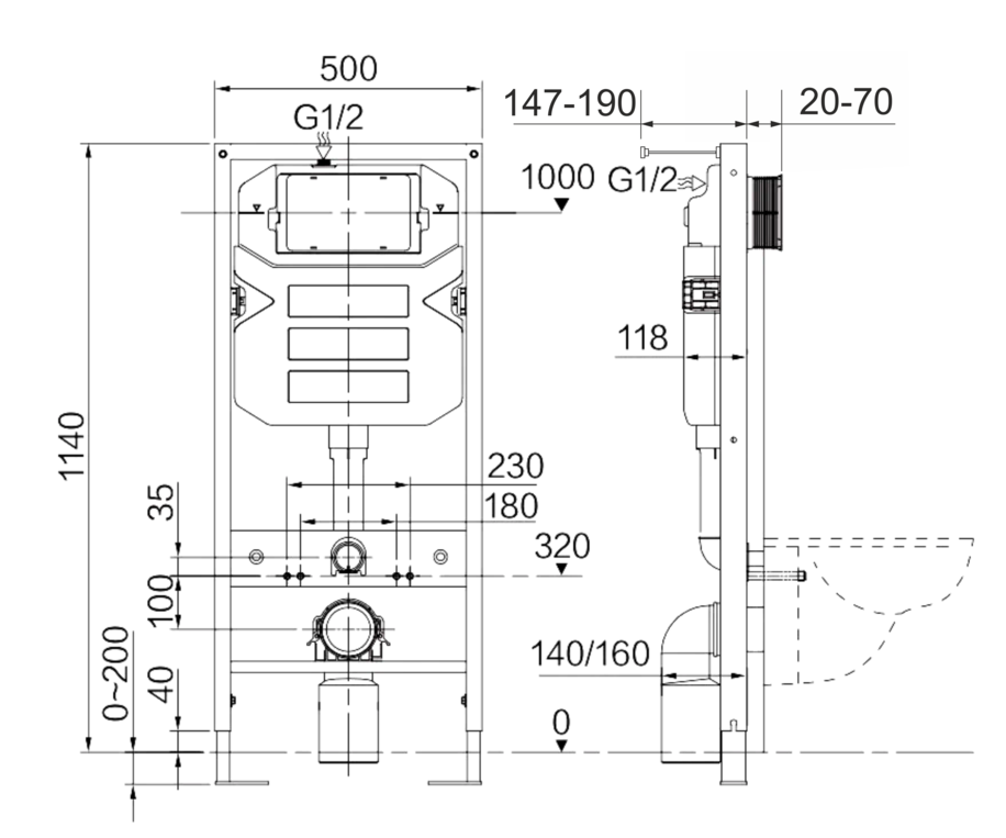 Система инсталляции для унитазов Ceramica Nova Envision Flat CN1002CH с кнопкой хром
