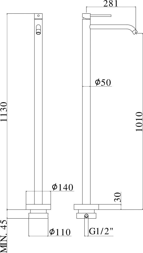 Смеситель для раковины Paffoni Light LIG031NO БЕЗ БАЗЫ, черный матовый