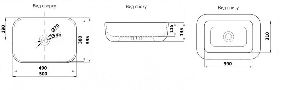 Раковина накладная CeramaLux Серия MNC K397G124 мрамор глянцевая