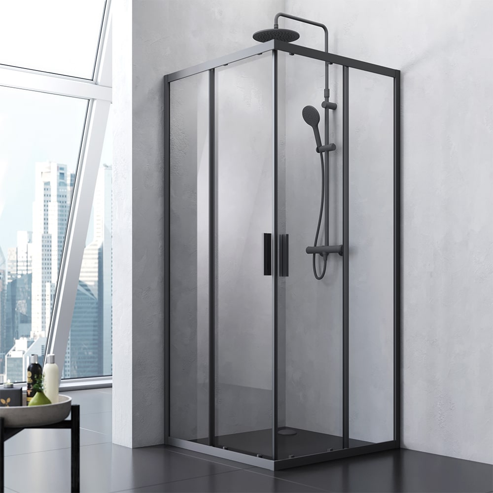 Душевой уголок AM.PM Gem S 90x90см W93G-403-090BT профиль черный, стекло прозрачное