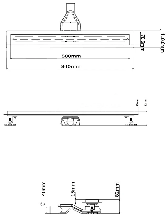 Душевой лоток ESBANO Combi TILE длина 80 см матовый хром ESTRCOMTILE80MC