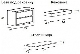 Тумба под раковину Cezares 54765 черная