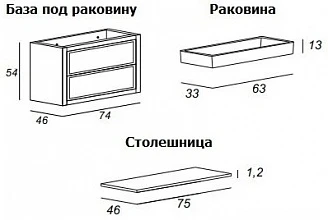 Тумба под раковину Cezares 54765 черная