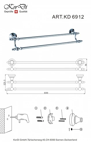 Полотенцедержатель Kordi KD 6911 бронза