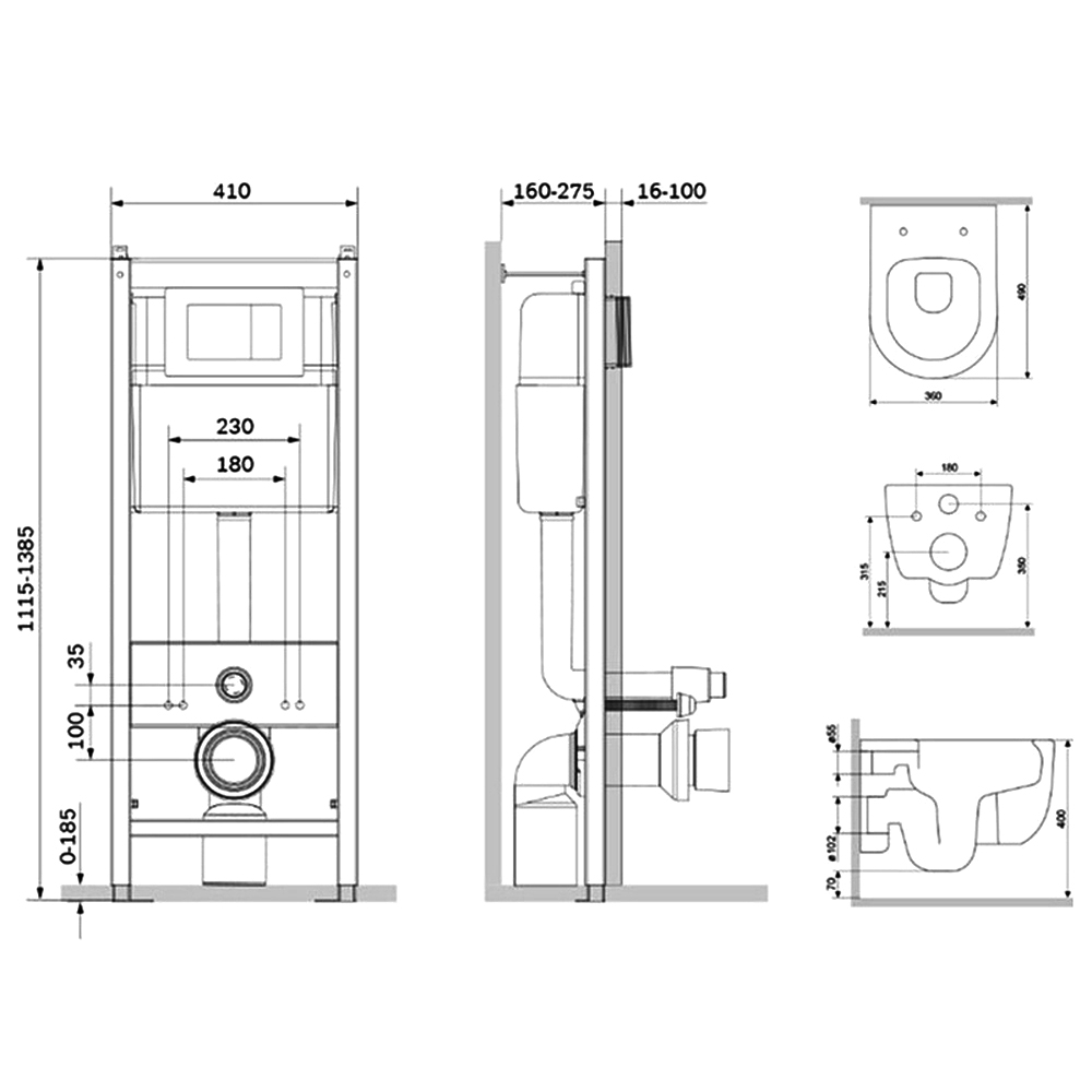 Комплект инсталляция с унитазом Damixa Sirius DX86.IS10151.1700 белый, глянцевый хром