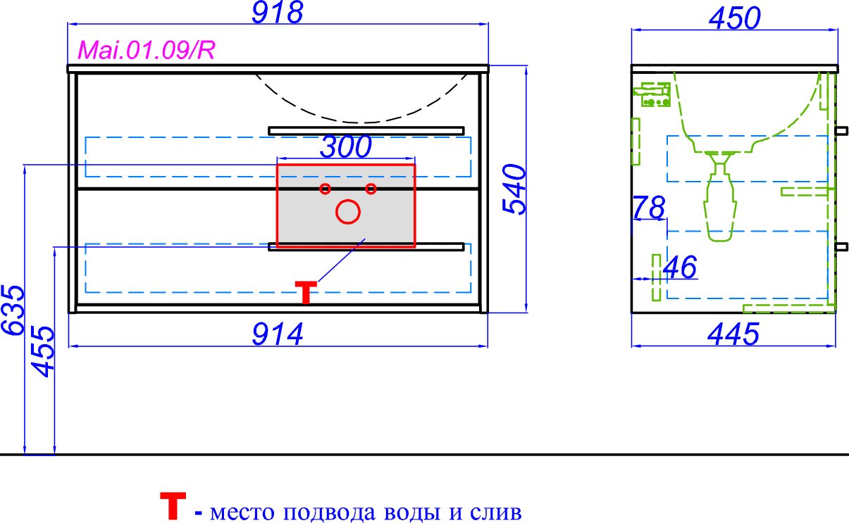 Тумба с раковиной Aqwella 5 stars Miami 90 R дуб сонома