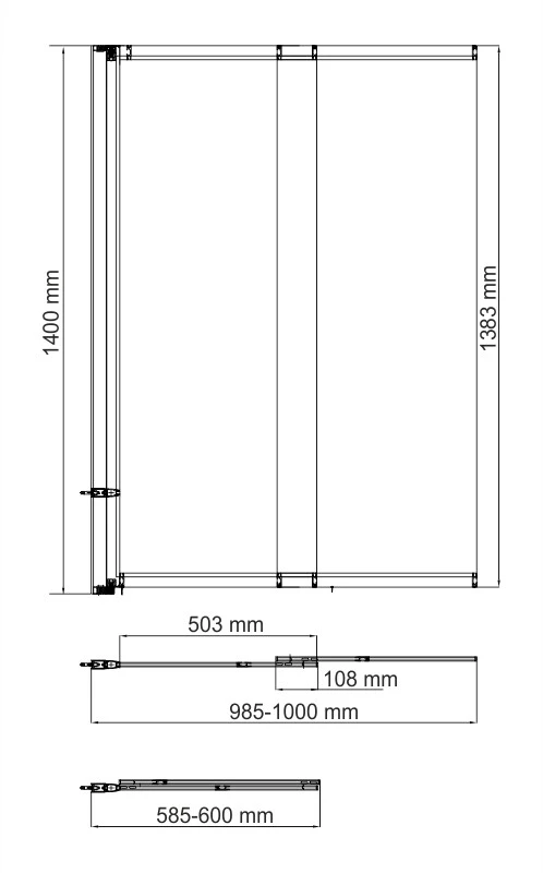 Шторка на ванну Wasserkraft Dill 100x140см 61S02-100 профиль черный, стекло прозрачное