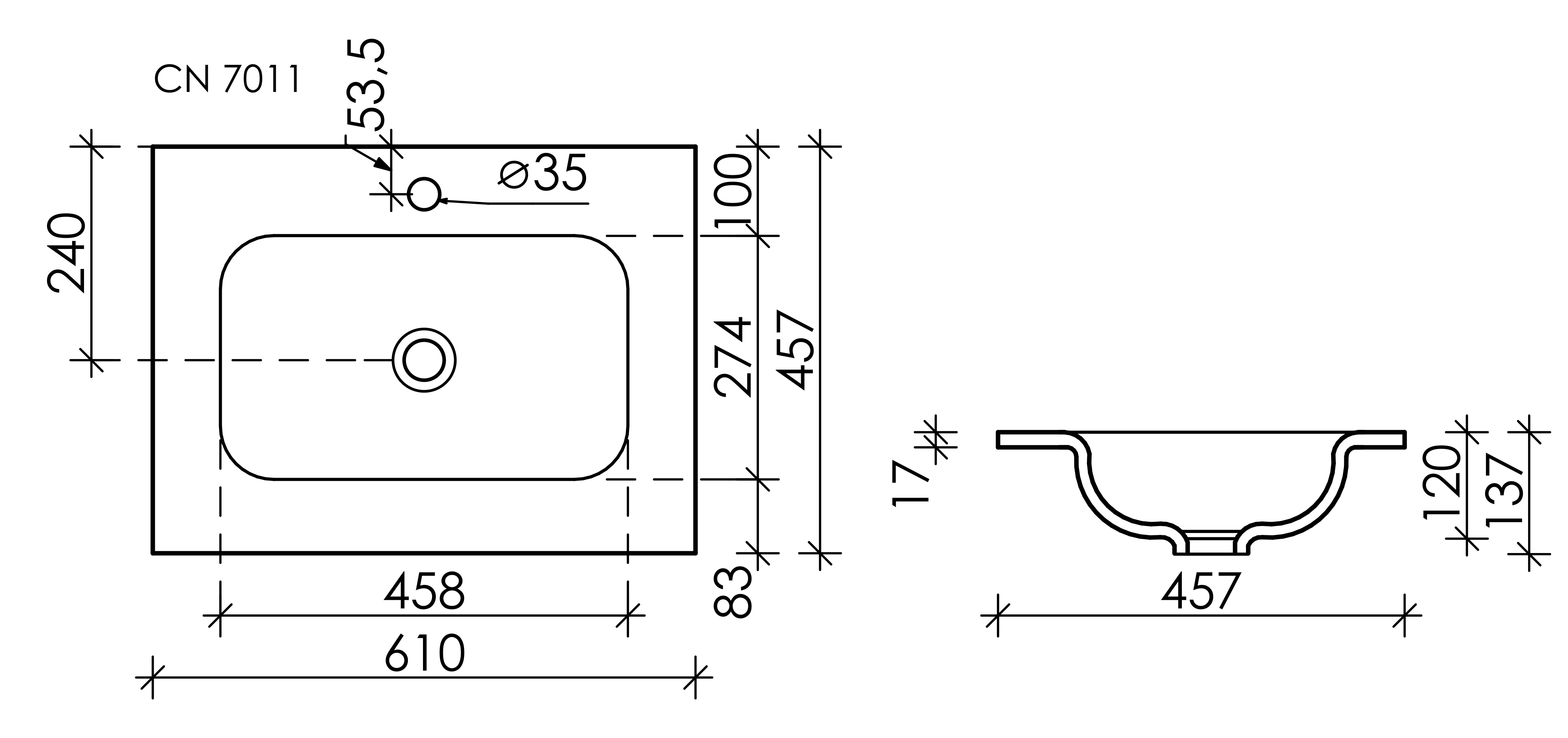 Раковина встраиваемая Ceramica Nova Grace 60см CN7011MB черная матовая