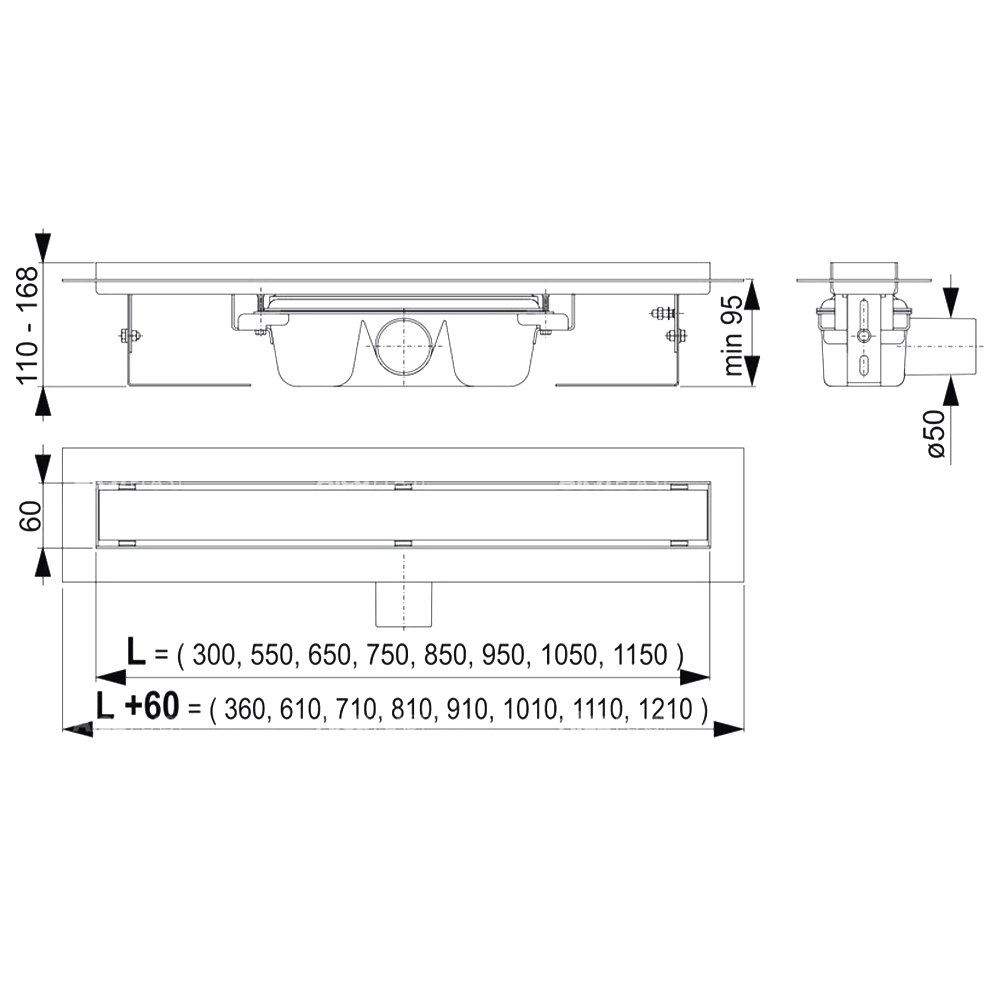 Душевой лоток AlcaPlast APZ6 750 с опорами, хром