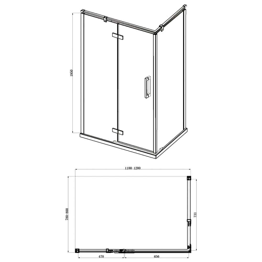 Душевой уголок Bravat Blackline 80x120см BS120.3112AB профиль черный, стекло прозрачное