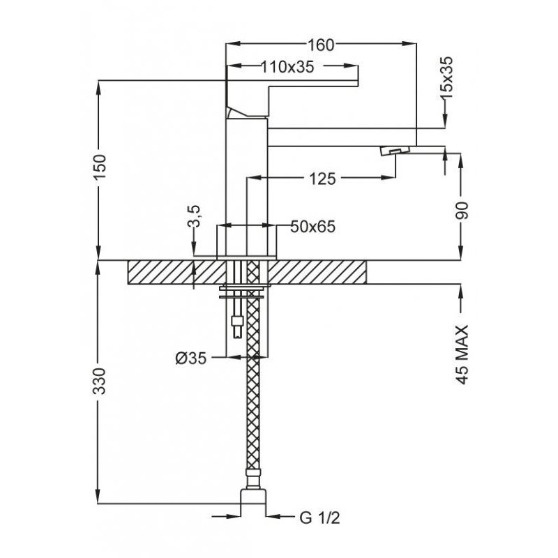 Смеситель для раковины Cezares Molveno MOLVENO-LSM1-01-W0 хром