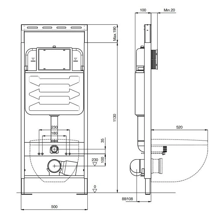 Комплект унитаз Set Aquatek Вега AQ1905-00+инсталляция Aquatek 50 INS-0000012 с кнопкой хром 5в1