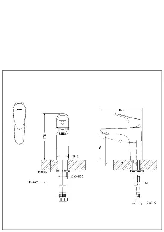 Смеситель для раковины Bravat Art F175109G золото