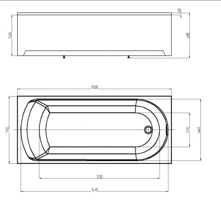 Акриловая ванна AZARIO ADELINA 150x75 AV.0010150 белая глянцевая