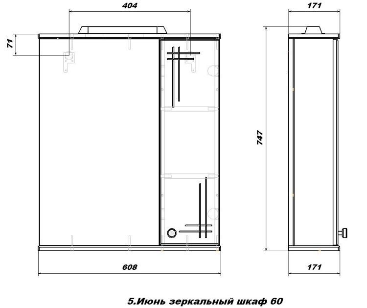 Зеркало-шкаф SanStar Июнь 60 5.1-2.4.1. с подсветкой, белый
