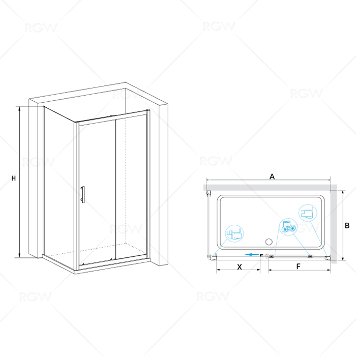 Душевой уголок RGW Passage PA-45 80x140 12084514-11 профиль хром, стекло прозрачное