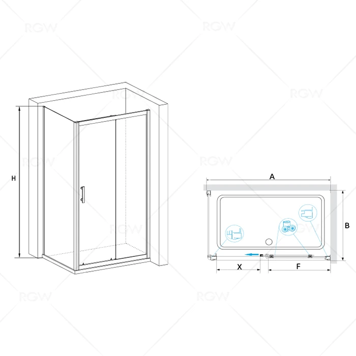 Душевой уголок RGW Passage PA-45 80x140 12084514-11 профиль хром, стекло прозрачное