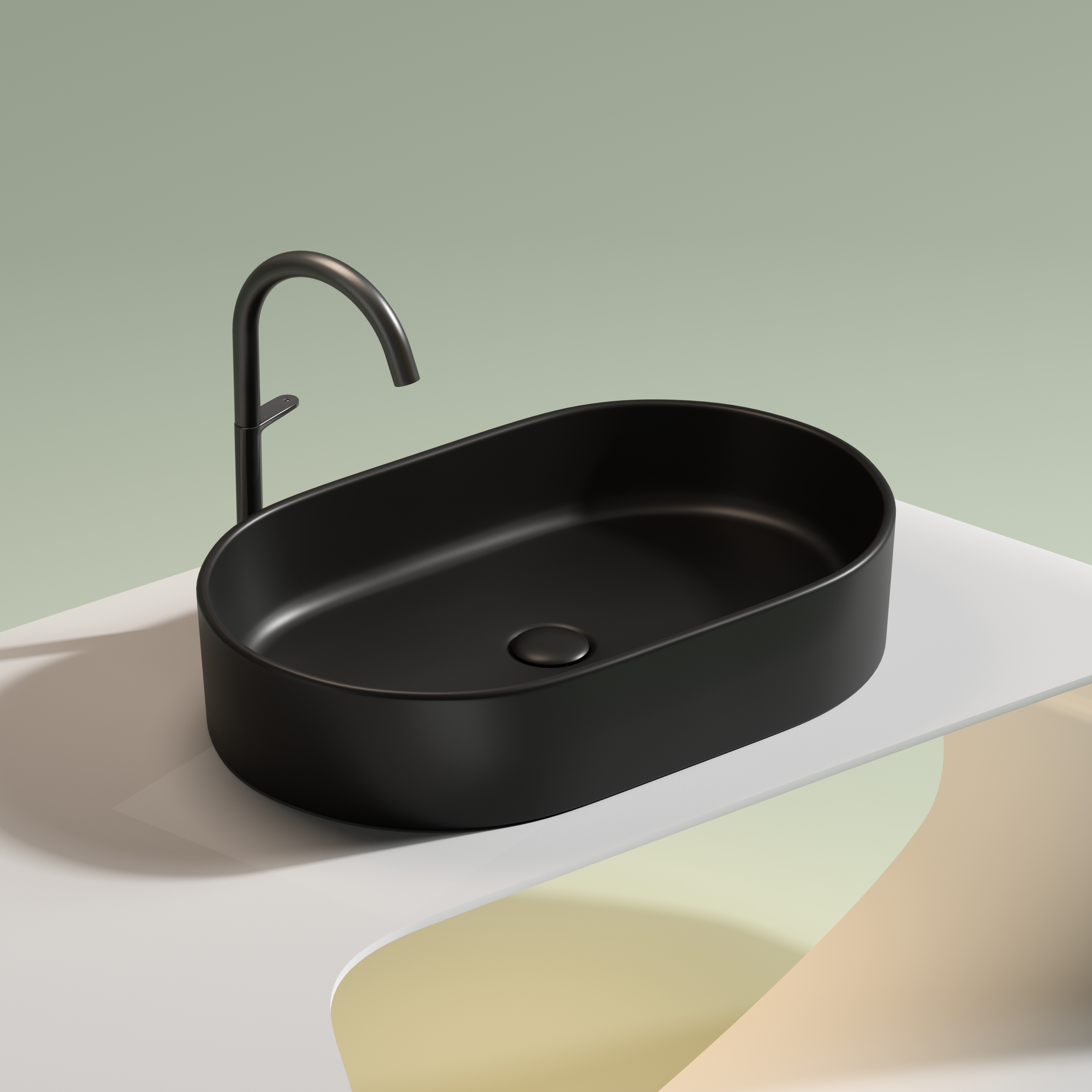 Раковина накладная Ceramica nova Element 600*380*122мм CN6048MB черная матовая