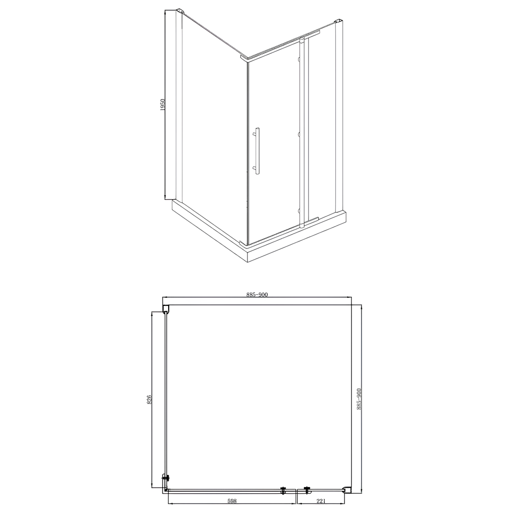 Душевой уголок Bravat Blackline 90x90см BS090.3113A профиль черный, стекло прозрачное